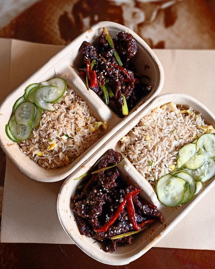 1000ml Bagasse 2 compartment bowl - EcoPakOnline