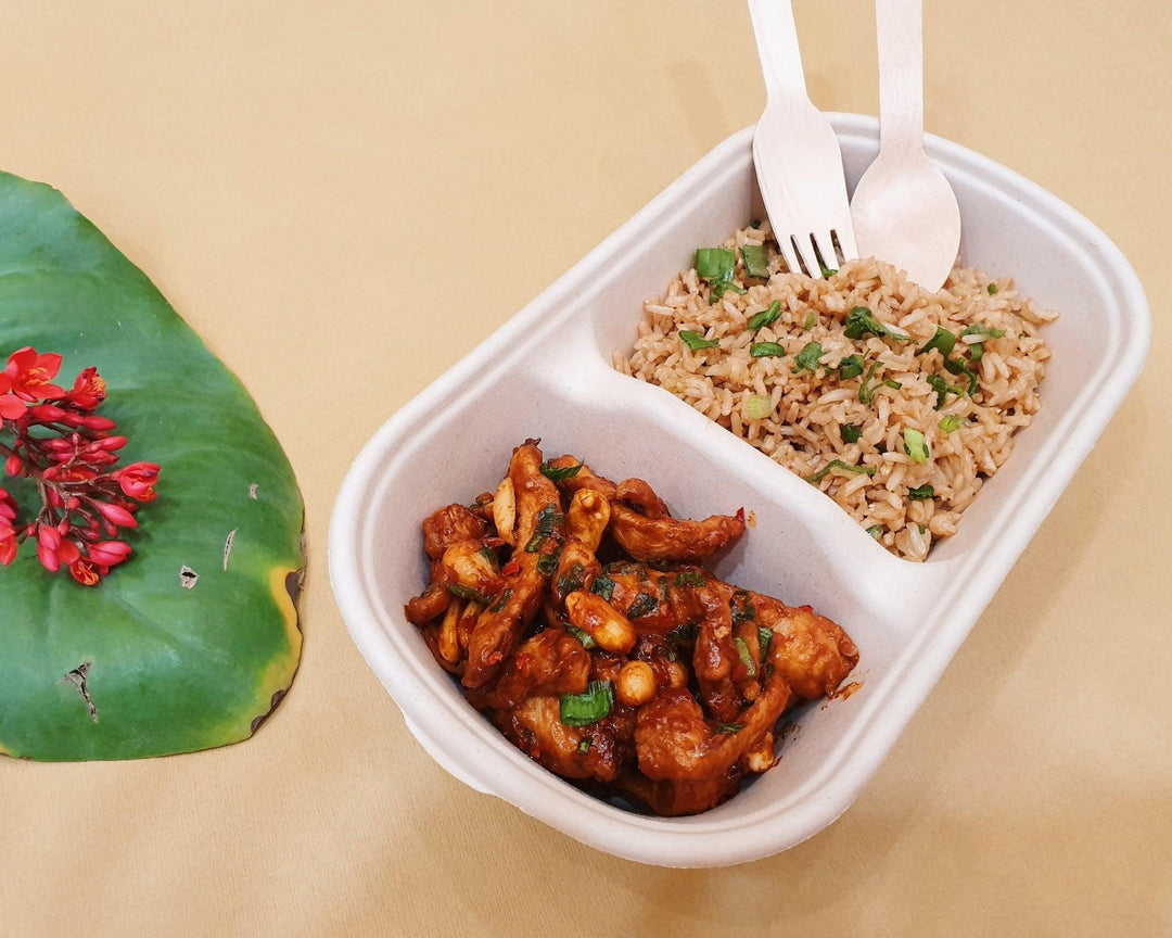 1000ml Bagasse 2 compartment bowl - EcoPakOnline