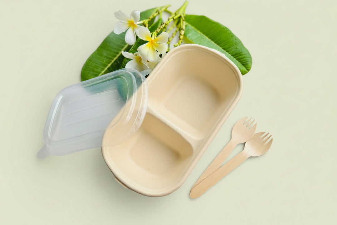 1000ml Bagasse 2 compartment bowl
