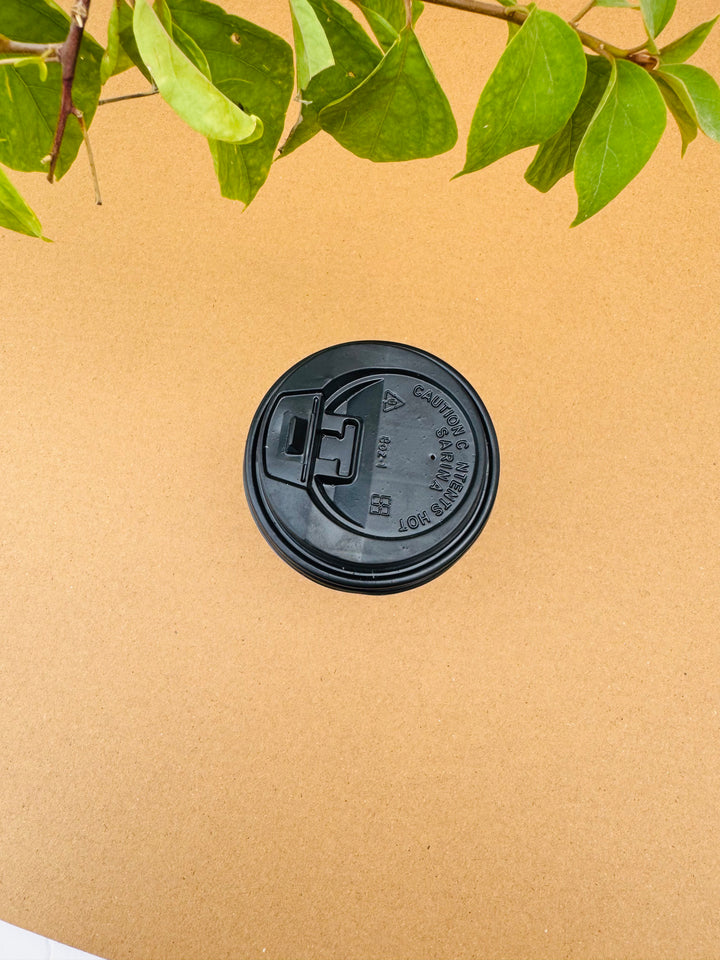 8 ounce double wall coffee cup with black lid