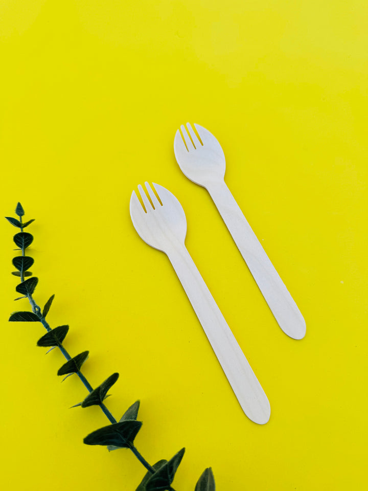 160mm birchwood DINNER spork for rice/pasta/salads