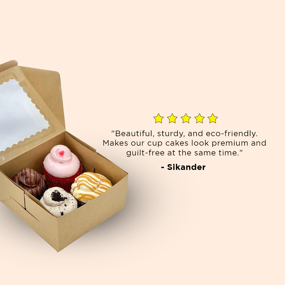 Kraft bakery/cookie/pastry box 6" x 6" x 3" inches