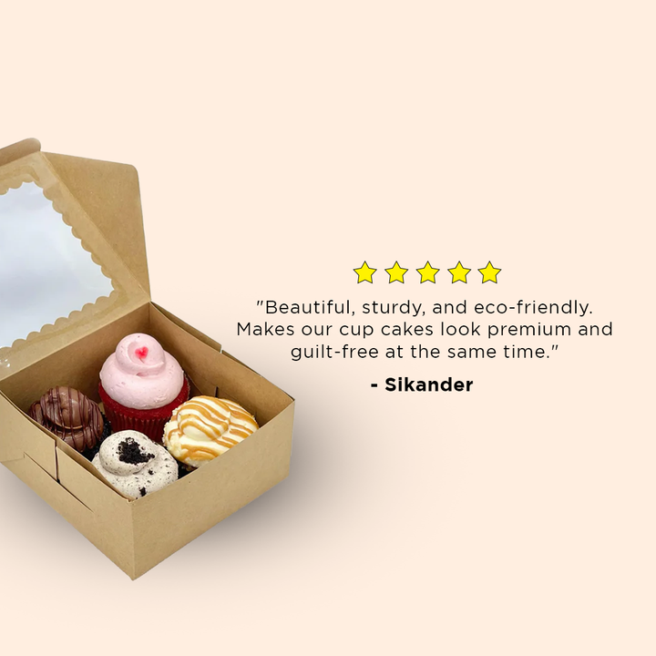 Kraft bakery/cookie/pastry box 6" x 6" x 3" inches