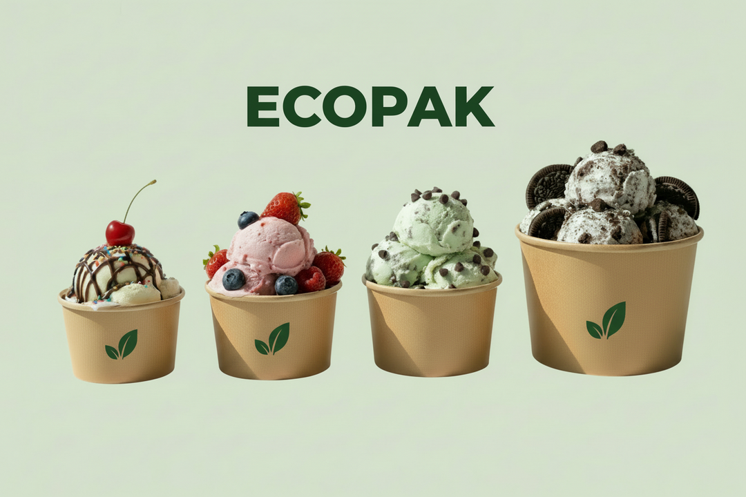 write ecopak on upper corner  in dark green colour