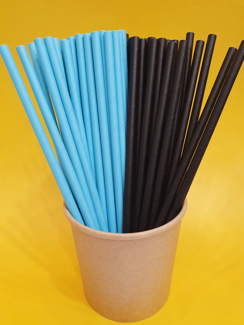 EcoPakOnline 6mm paper straw wrapped Black