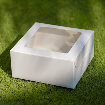 EcoPakOnline White cake box 8.5x8.5x4 inches for cakes/tarts