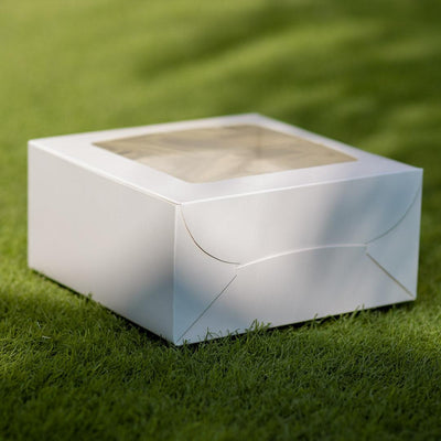 EcoPakOnline White cake box 8.5x8.5x4 inches for cakes/tarts