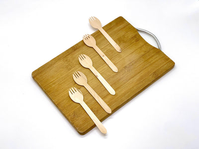 EcoPakOnline 160mm birchwood DINNER spork for rice/pasta/salads