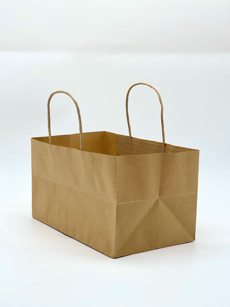 EcoPakOnline Kraft bakery bag 10x6.5x6 inches with twisted rope handle