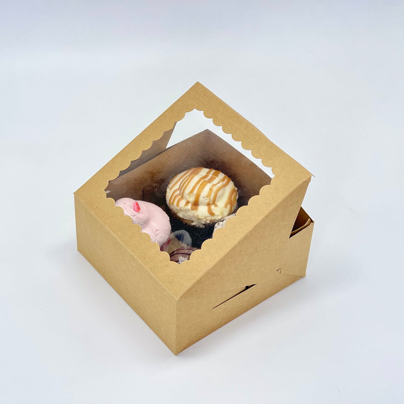 EcoPakOnline Kraft bakery/cookie/pastry box 6x6x3 inches with window