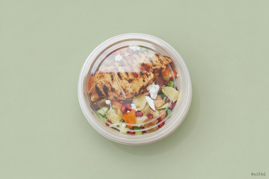 EcoPakOnline 850ml Bagasse round bowl with lid